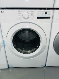 New white LG electric dryer; includes a receipt for a 60-day warranty.
