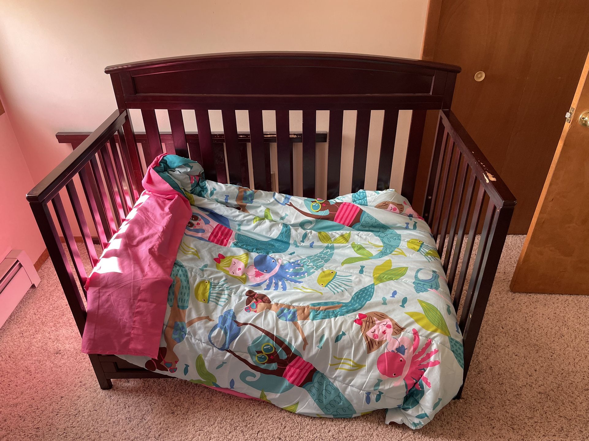 Dark Brown Wooden Bed 