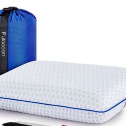 Cooling Memory Foam Pillow, Small Camp Bed Pillow Travel & Camping, Medium Firm, Portable Compressible, Neck Support, for Backpacking, Airplanes, Beac