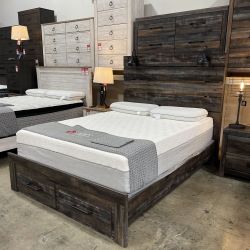 NEW QUEEN BED FREAMEwith 2 STORAGE DRAWERS || SKU#ASHB211Q