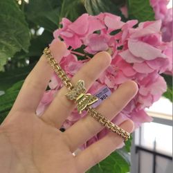 🎀Mothers day Special 2026🎀 6mm 8' Yellow Gold Solid Chino Link Butterfly Bracelet 