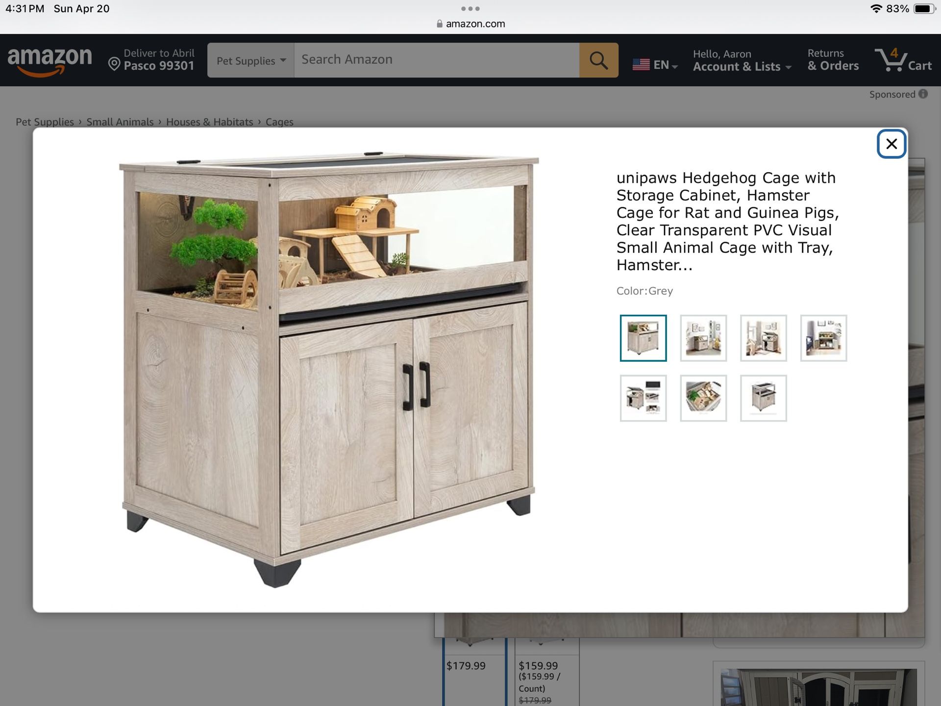 unipaws Hedgehog Cage with Storage Cabinet, Hamster Cage for Rat and G