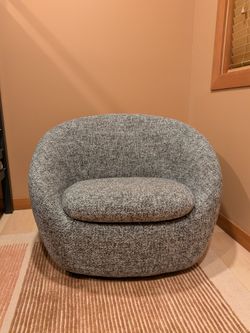 West Elm Cozy Swivel Chair Chunky Melange Charcoal