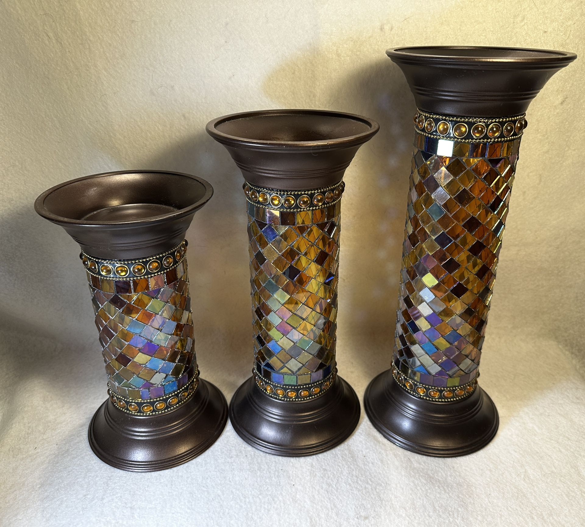 3 PartyLite Mosaic Candle Pillars