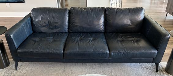 Leather Sofa and Chair Midnight Blue