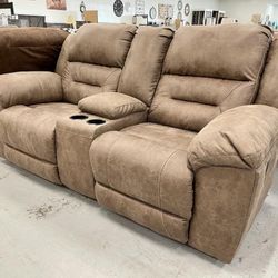 Stoneland Reclining Sofa&Loveseat Livingroom Set,  Furniture Couch 