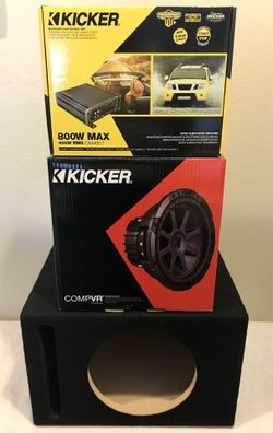 New 10” inch Kicker CVR 700 Watts Max Subwoofer + Kicker 800 Watts Max Bass Amplifier + Speaker Box  🔊🔥