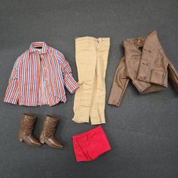 Vintage BARBIE Ken Clothing Rally Gear 1429- Leather Jacket Pants Shirt Boots