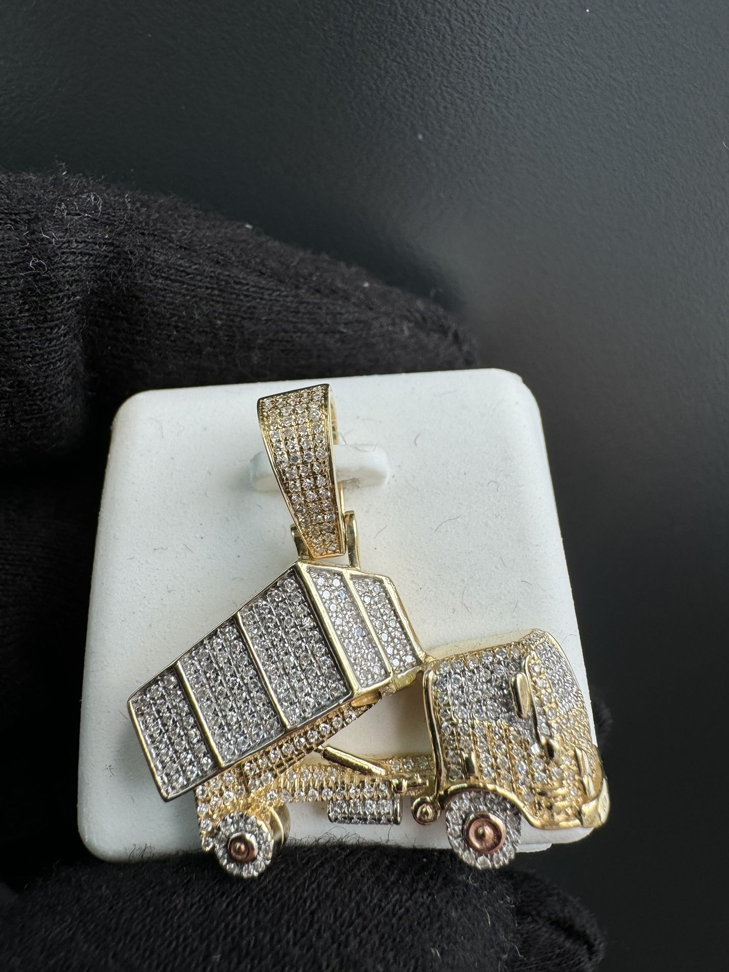 Dump Truck 🛻 Charm 10k Yellow Gold 0.45CTW DIAMONDS