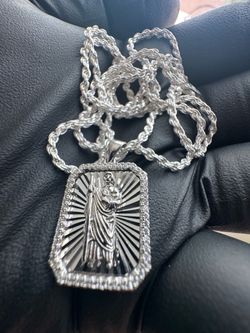 NEW- SOLID 925 rope chain 24”x2mm W/ pendant (27mmx15.5mm)