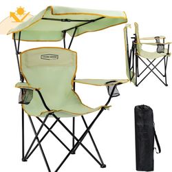 Portable Camping Chair Beach Chair with Shade Canopy, Fold Lightweight Oversized