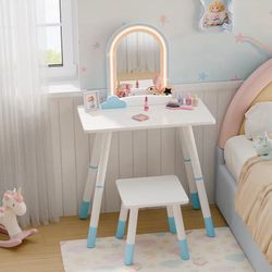 Kids Rainbow Light Up Vanity Set w/ Stool Ages 3+
