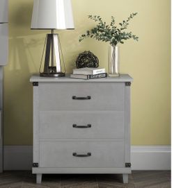 Modern Bedroom Nightstand with 3 Drawers Storage , Gray