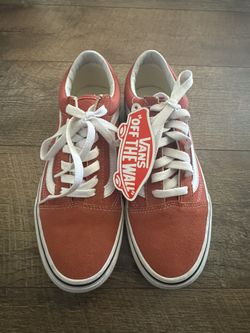 New* Size 5.5 men’s/ 7 Women Vans Red Coral