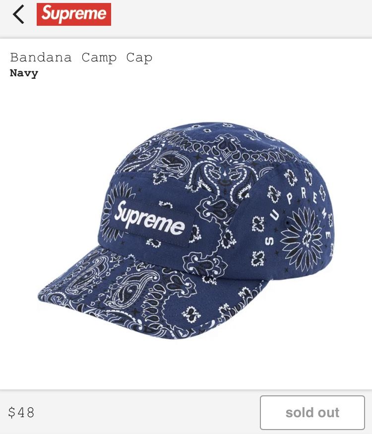 Supreme Bandana Camp Cap Navy for Sale in San Jose, CA - OfferUp