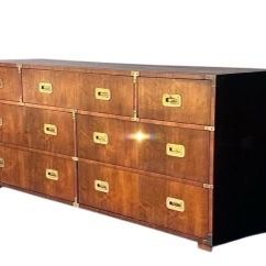 Henredon Mid Century Modern Hollywood Regency Campaign Oak Long Dresser, 1970s