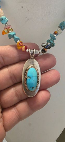 Navajo sterling turquesa penden neclase