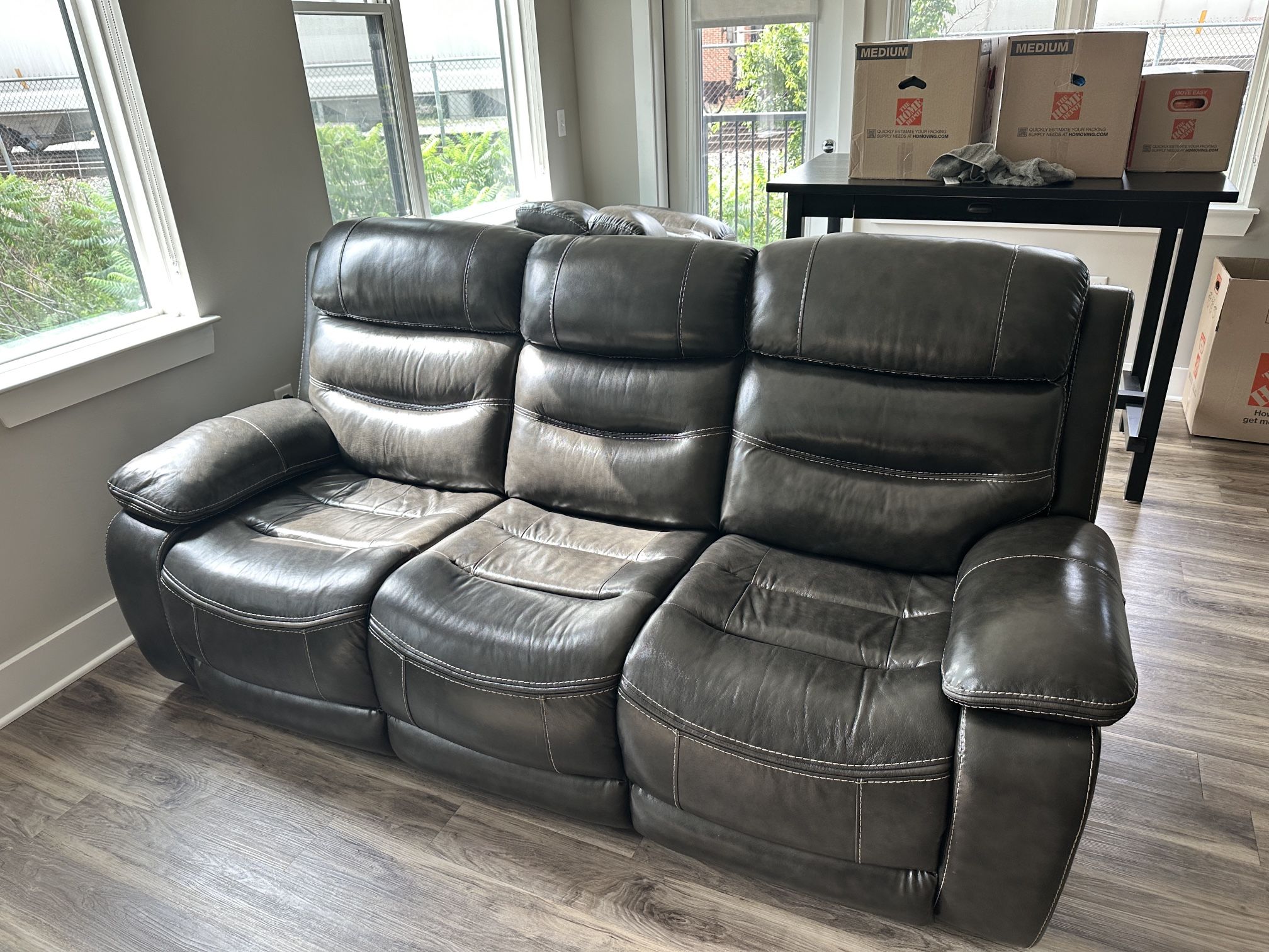 Leather Power Reclining Couches (2)