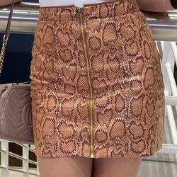 Snakeprint Leather Skirt