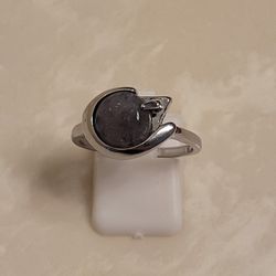 Silver and Gray Nature Stone Ring Size 9