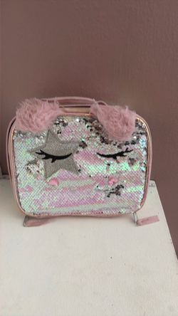 Girls Sequin Lunch Box with Fluffy Handle