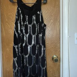 Black and Silver Sequin Party Dress