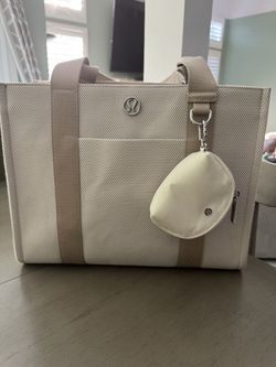 Lululemon Neutral Tote Bag with Clip-On Pouch