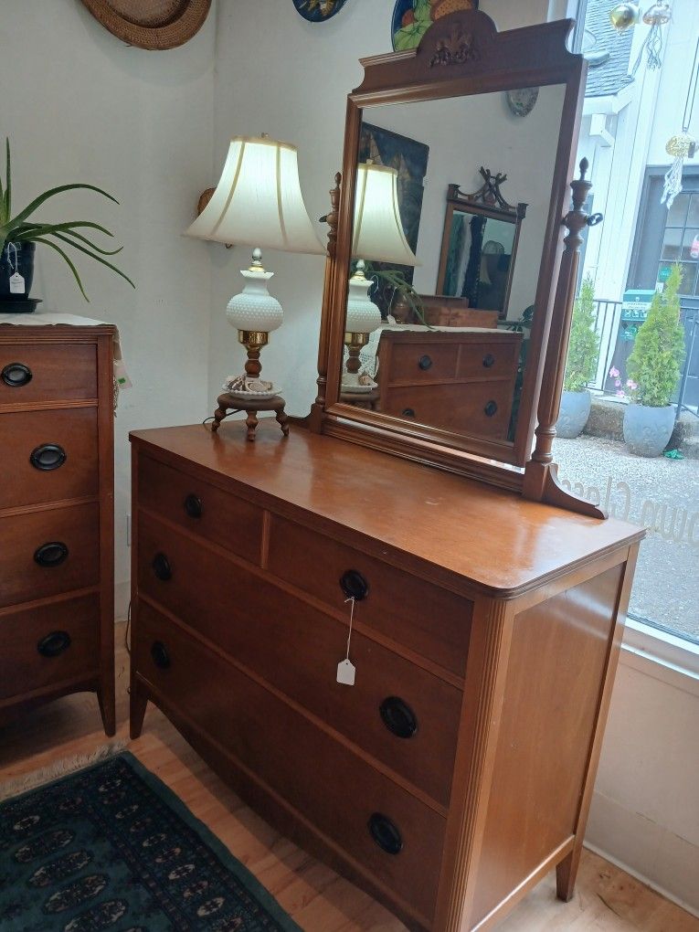 Mid-century Modern Vintage Dresser W Mirror