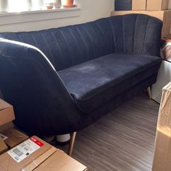Black velvet flare arm loveseat
