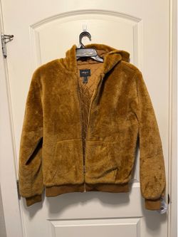 Forever 21 Men's Faux Fur Zip-Up Hoodie Jacket size small