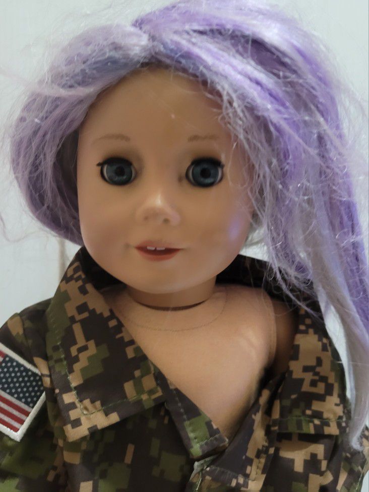 American Girl Retired 18 inch Hair gray hair dyed Purple Brown Eyes Doll RETIRED

