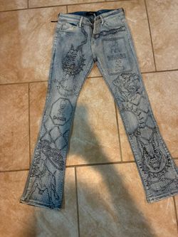 Amiri Crystal Embroidered Flare Jeans
