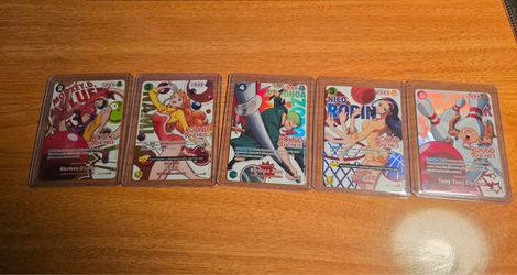 One Piece Card Game Round 1 Promo Cards Lot - Luffy, Zoro, Nami, Robin, Chopper