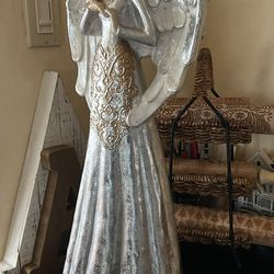 Grandin Road Shimmer Angel figurine, solid resin with a shimmering metallic finish 24”