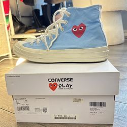 Comme des Garcons x Converse Men's Chuck Taylor High-Top Canvas Sneakers “Bright Blue”
