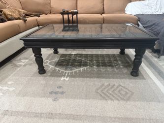 Black Wood Coffee Table with Glass Top, Entryway table, end table