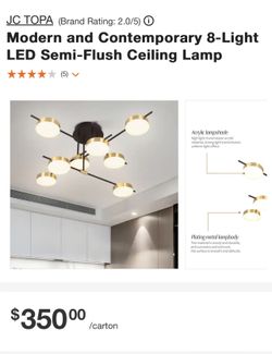 JC Topa 8 Light LED Semi flush Light fixture 