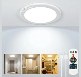Wireless Closet Lights Motion Sensor - No Wiring Rechargeable Ceiling Light Night Light Indoor, Battery Operated Led Lights for Bedroom with Remote