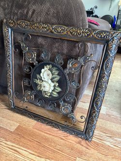 Ornate Floral Wall Art with Decorative Frame