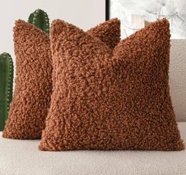 New! Pair of Large Decorative Pillow Covers - Dark Brown, 25"x25"