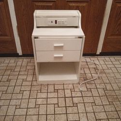 White Two Drawer Nightstand With Charging Station 
