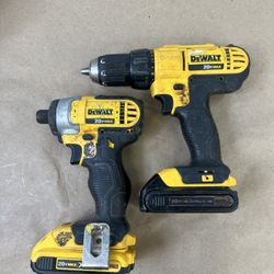 Heavily Used Drill And Impact Drive DeWalt DCF885 DCD771 With 2 Batteries,  No Charger 