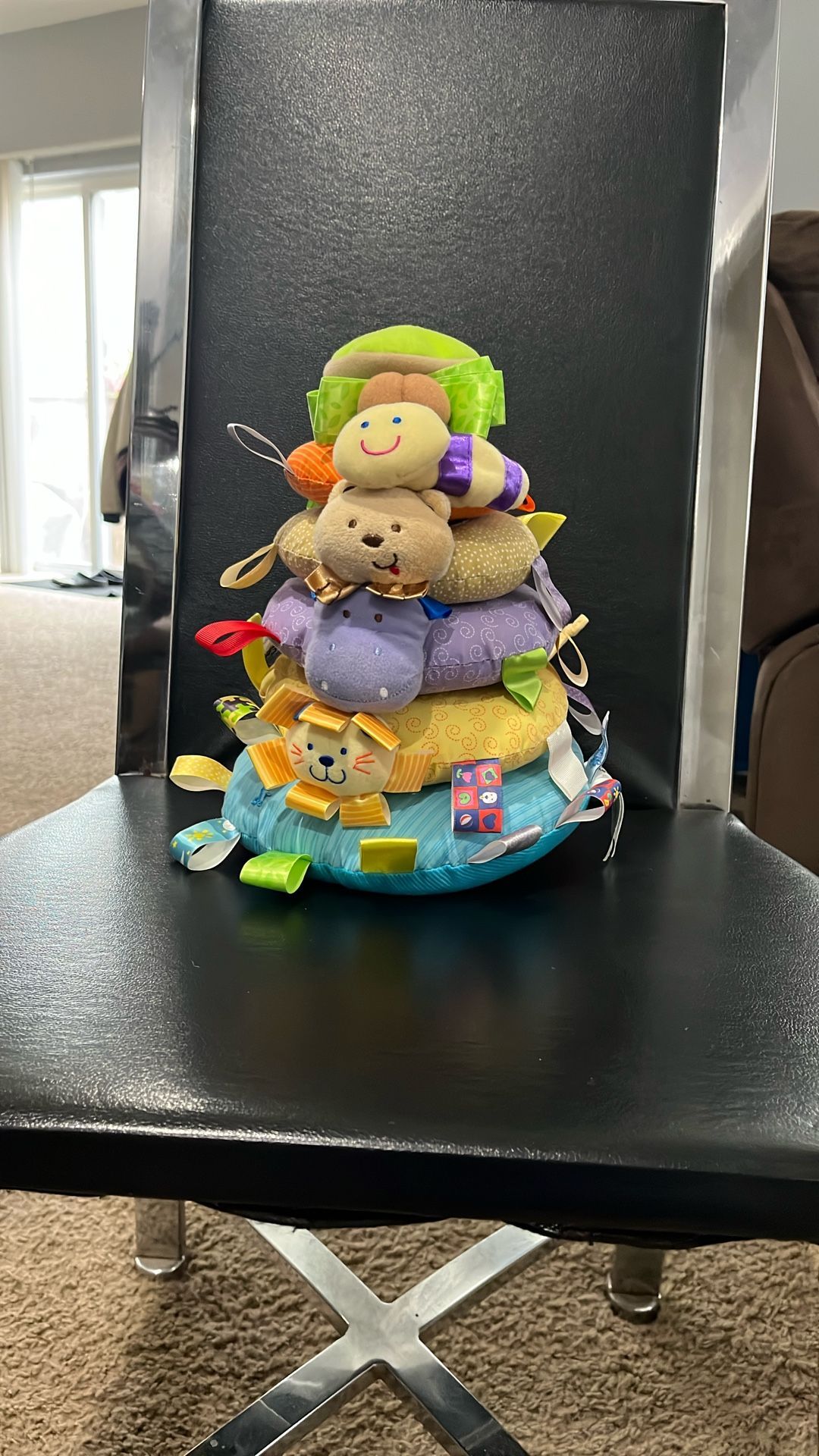 Taggies Early Years Stackable Rings Ribbons Bee Bear Hippo Lion Cloth Toy