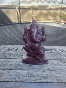 Rare Hand Carved Ruby Ganesh 5"