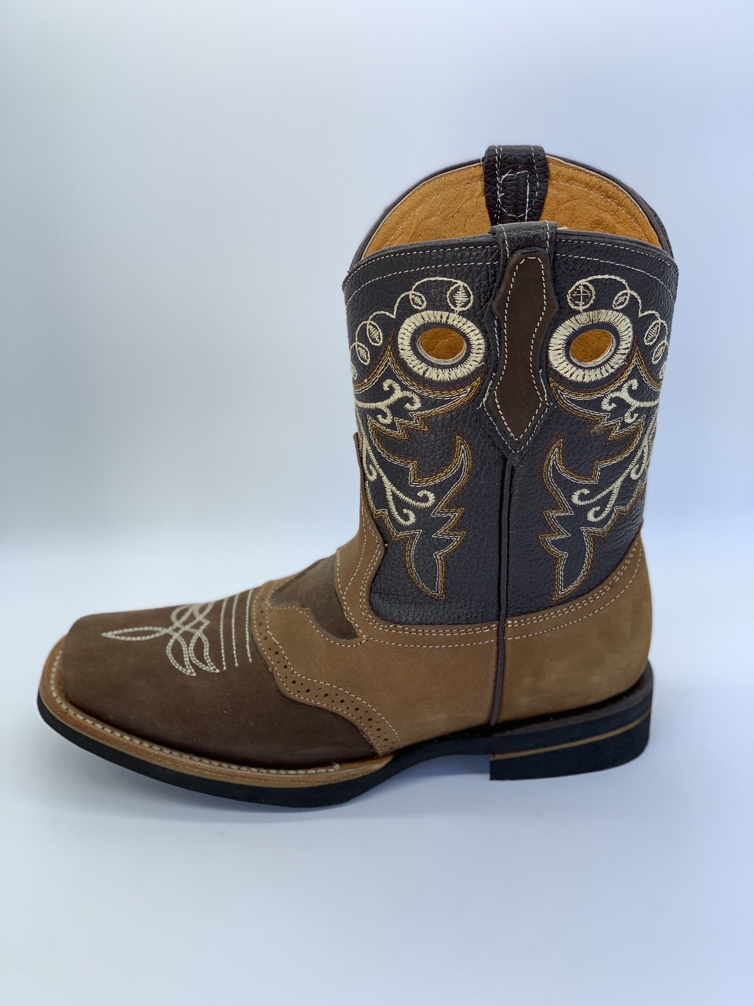 Western Suede Leather Square Toe Boots