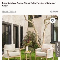 New Lynn Outdoor Acacia Wood Chairs