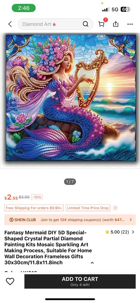 Fantasy Mermaid With Harp Diamond Painting 