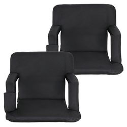 Folding Stadium Seat Chair with Back Support for Bleachers 2 Pack Reclining Bleacher Seat with Back and Padded Cushion