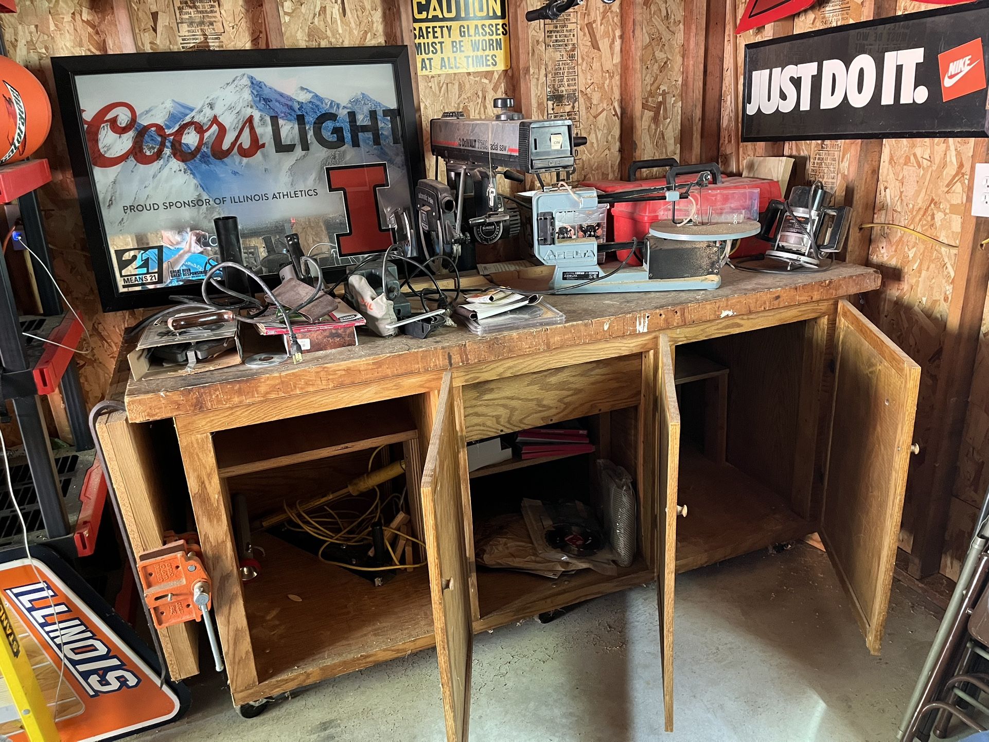 Radial Arm Saw & Assorted Woodworking Tools