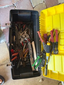 Yellow Toolbox with Assorted Hand Tools